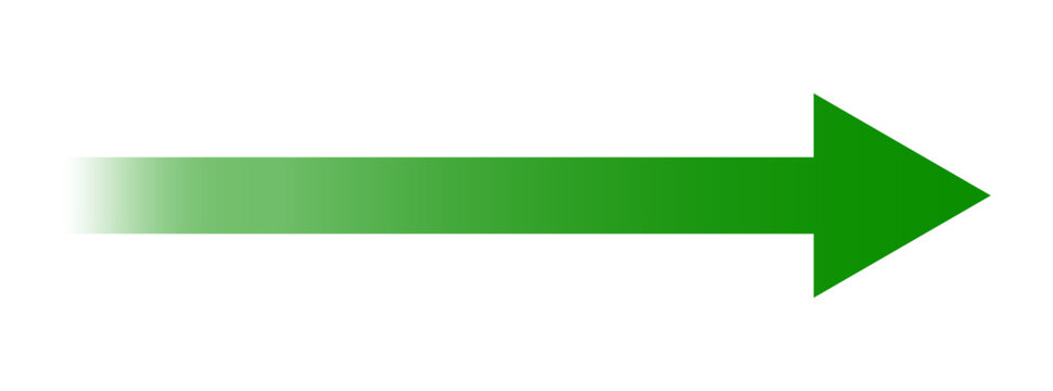 Green Gradient Right Arrow Banner, Modern Directional Pointer Label, Abstract Gradient Arrow Design Element Isolated