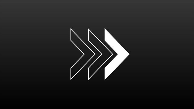 Minimalist triple arrow icon on dark gradient background a motion
