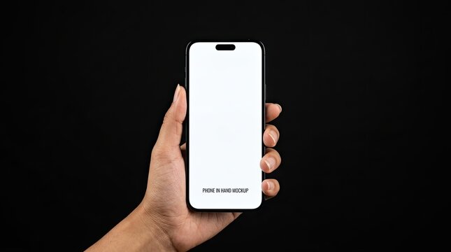Realistic phone mockup in hand showcase your app or design with a modern smartphone presentation