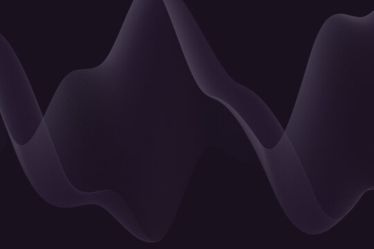 Smooth gradient 3d wave patterns in deep purple tones dark