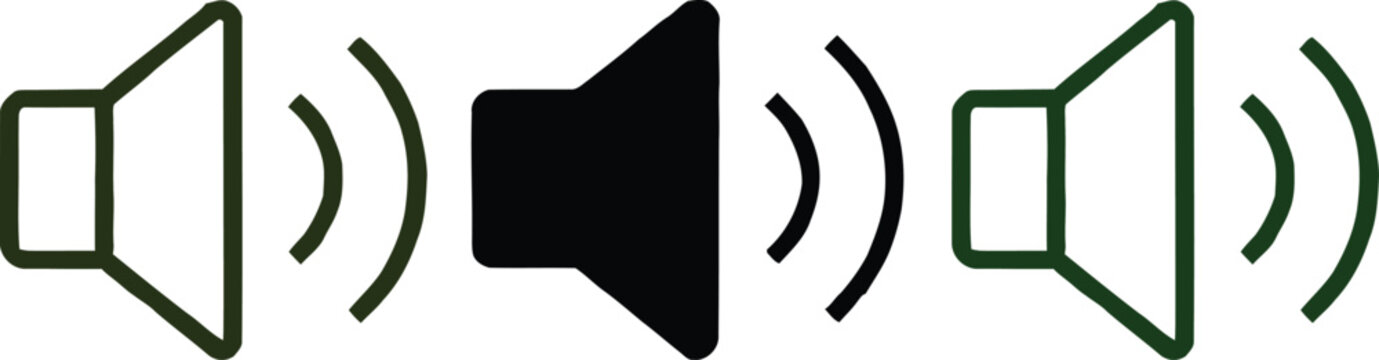 Two loudspeakers playing sound with radio waves on sides