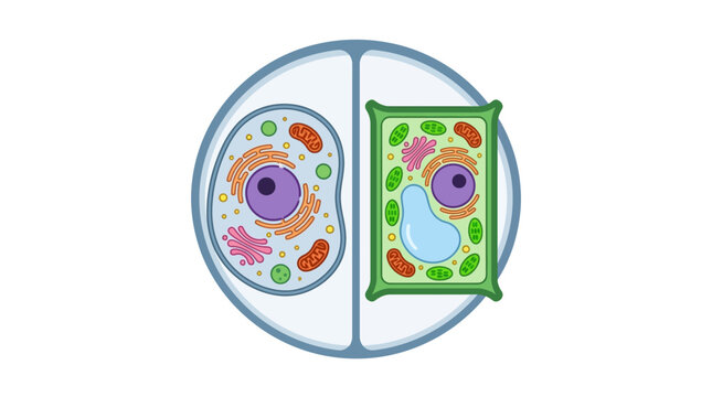 Comparative diagram of animal and plant cell structures.