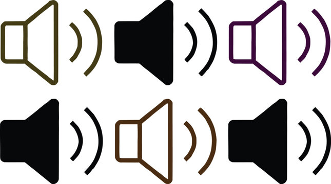 Set of four square and arrow direction icons with sound waves