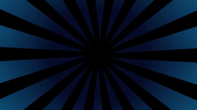 Abstract blue sunburst background with radial gradient rays and dark center for use