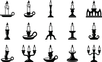 Naklejka premium Spooky halloween vector bundle candle illustrations for creepy designs decorations