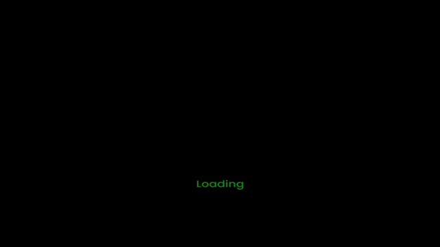 Bright green circular loading indicator animation on a solid black background for digital interface