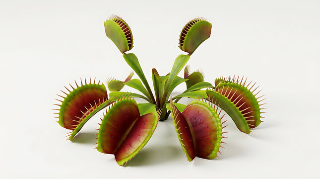 Venus flytrap plant with open red and green traps