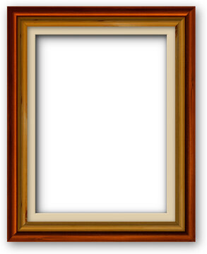 Wooden picture frame design with transparent background