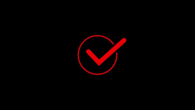Check mark icon animation on black background.