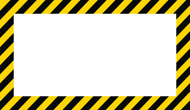 Caution vector border high visibility yellow and black warning frame for safety signage and hazard communication