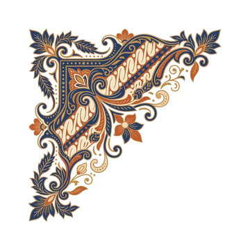 Corner batik border with parang and floral scrollwork.