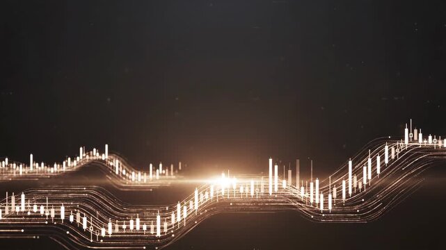Abstract Financial Growth Chart Background Featuring Glowing Digital Data Trends and Market Analysis Visualization for Corporate Presentations