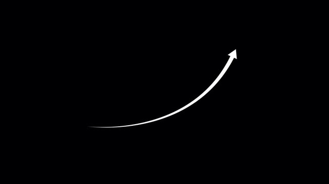 Red Curved Up Arrow Icon, Growth Trend Direction Symbol, Business Success and Progress Illustration