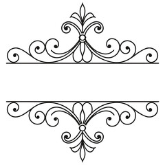 Fleur de lis inspired ornamental frame with soft curves and dotted terminals for delicate decorative design floral scrollwork border for organic branding and feminine wedding invitations art. © Aja