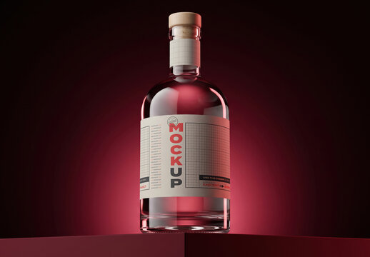 Liquor Label Bottle Spirit Branding Studio Light Mockup