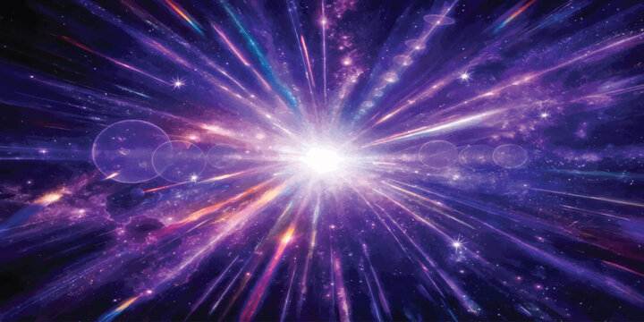 Cosmic explosion of purple space light beams with explosion abstract background universe supernova astronomy brilliant infinite dimension wallpaper creative illumination