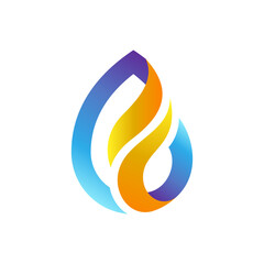 Fototapeta na wymiar Fire and water drop logo design concept