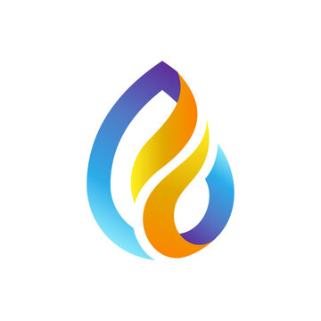Fire and water drop logo design concept
