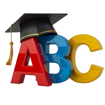 Colorful blocks with graduation cap icon isolated on transparent background