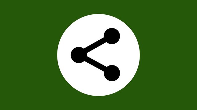 Clean Black Social Media Share Symbol Animation with Dynamic Circular Pop Up Effect on Isolated green Background.with 4k video animation.