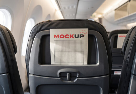 Safety Card Seat Leaflet inside Plane Mockup