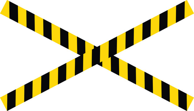 Caution barrier tape illustration black and yellow hazard warning for restricted access areas