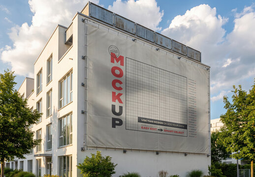 Sign on the Side of Condo Building Advertising Mockup