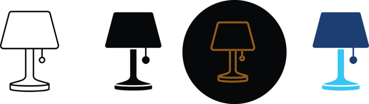 Four Different Minimalist Table Lamp Icon Styles
