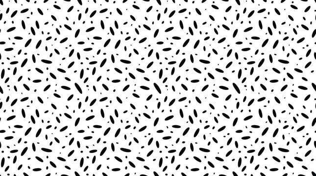 Abstract seamless pattern of small black ovals on grey transparent grid.