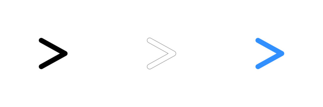 Modern minimal arrow icon set with different line weights isolated on transparent background, Vector