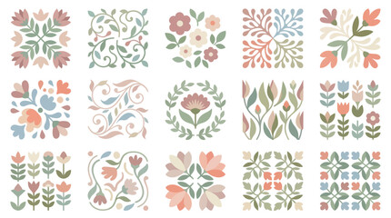 Collection of Decorative Floral and Botanical Motifs. © Ganti