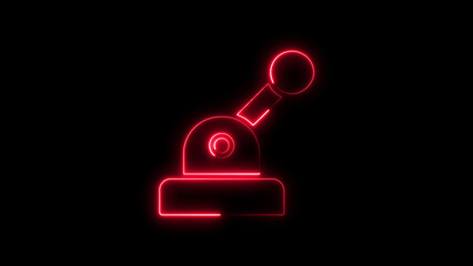 Red neon joystick on black background game controller game © M.S