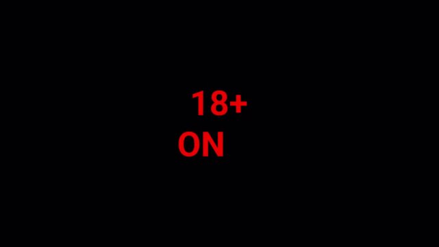 18 plus icon sign animation on black background for mature audience alerts & restricted media,
Animated 18+ only warning icon badge, Red 18+ Age Restriction Animation, adult only content warning icon