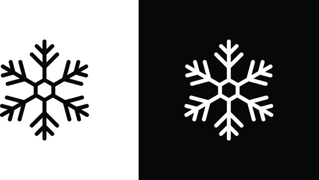 Snowflake Icon Set. Winter Ice Crystal, Weather Forecast Frost Symbol, and HVAC Cooling Indicator in Light and Dark Mode