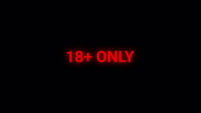 18 plus icon sign animation on black background for mature audience alerts & restricted media,
Animated 18+ only warning icon badge, Red 18+ Age Restriction Animation, adult only content warning icon