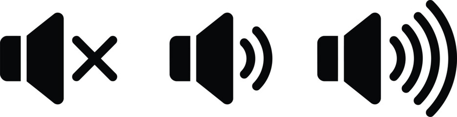 Black sound icons with different volumes © Top Stock