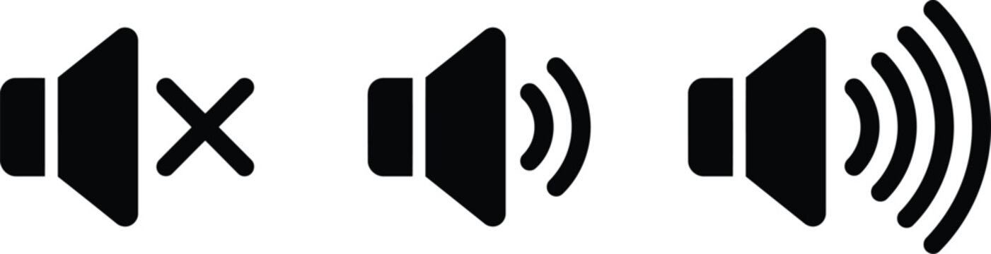 Black sound icons with different volumes