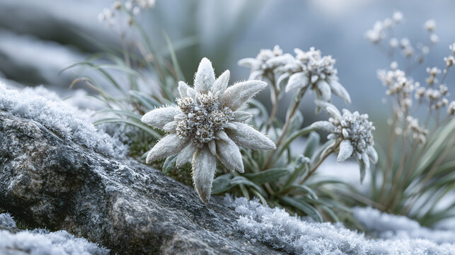 Edelweiss is a rare flower found growing wild in the Alps.