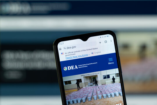 Washington D.C., United States - 12 July 2026: Close-up of DEA homepage on a smartphone.
