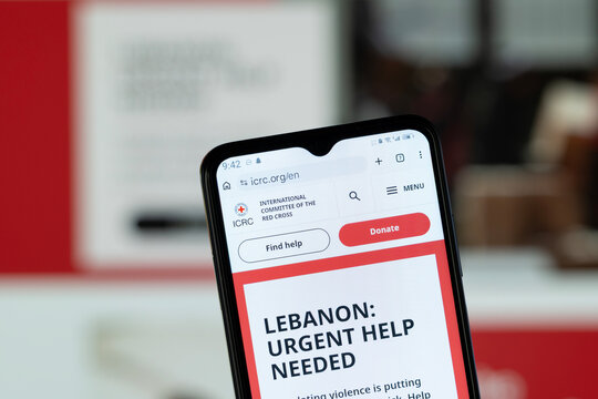 Geneva, Switzerland - 12 July 2026: Close-up of ICRC homepage on a smartphone.