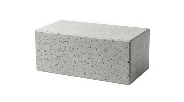 Gray concrete rectangular block stone construction material on clear background.