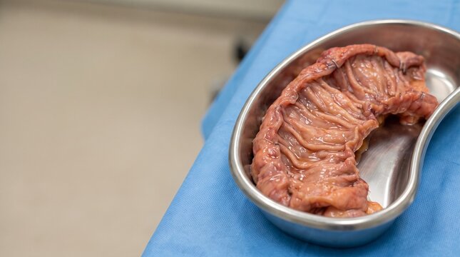 Human Stomach Surgical Specimen in Kidney Tray Medical Anatomy