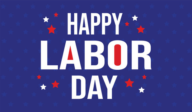 Happy Labor Day USA Banner with American Flag, Stars and Patriotic Celebration Vector