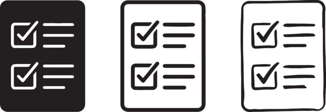 Black and white checklist with checkmarks and lines
