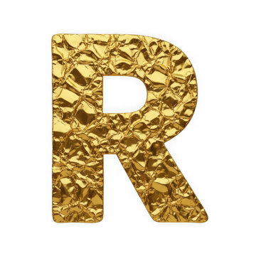 Glossy gold glittery letter r texture design