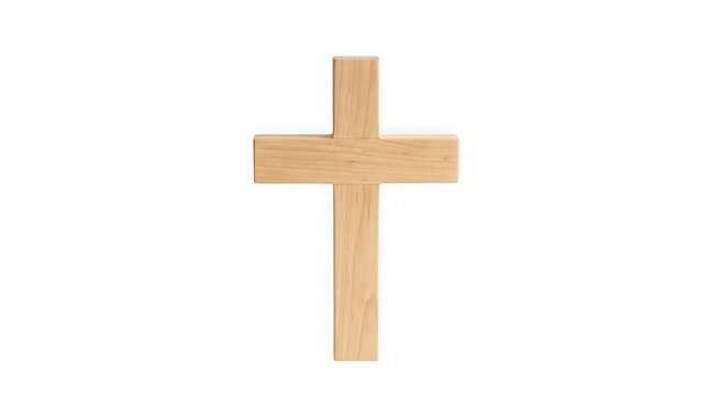 Simple wooden cross isolated on transparent background religious symbol faith decor.