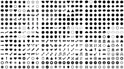 Fototapeta premium Large collection of various vector icons, shapes, and symbols