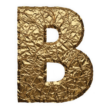 Gold glitter decorative letter b with texture
