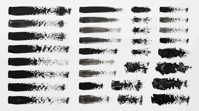 Collection of black ink brush strokes