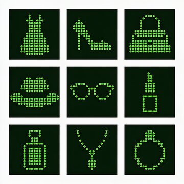 Modern ascii fashion design - set of 9 stylized icons